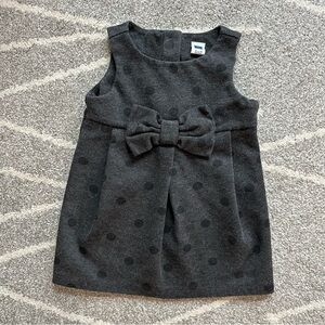 Janie and Jack Charcoal Gray Polka Dot Cotton Dress 12-18 months